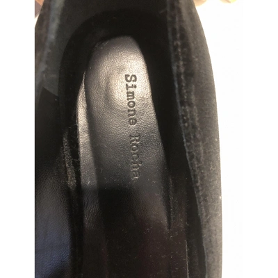 Pre-owned Simone Rocha Velvet Ballet Flats In Black