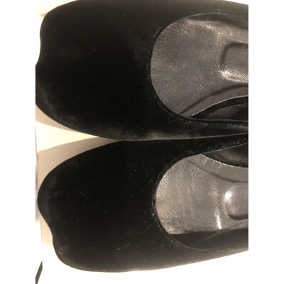 Pre-owned Simone Rocha Velvet Ballet Flats In Black