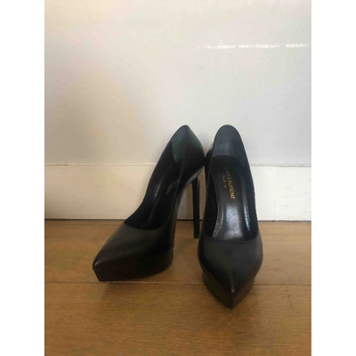 Pre-owned Saint Laurent Janis Leather Heels In Black