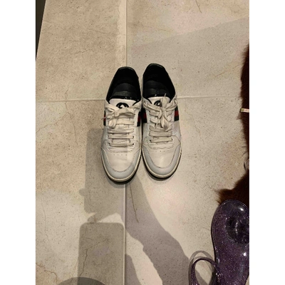 Pre-owned Gucci Screener White Leather Trainers