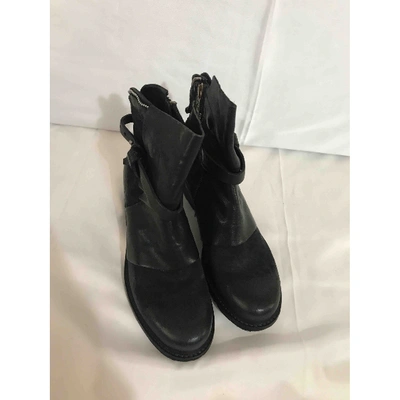 Pre-owned As98 Leather Ankle Boots In Black