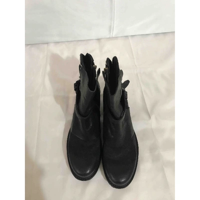 Pre-owned As98 Leather Ankle Boots In Black