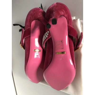 Pre-owned Gucci Sylvie Pink Velvet Heels