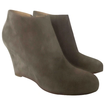 Pre-owned Christian Louboutin Grey Suede Ankle Boots