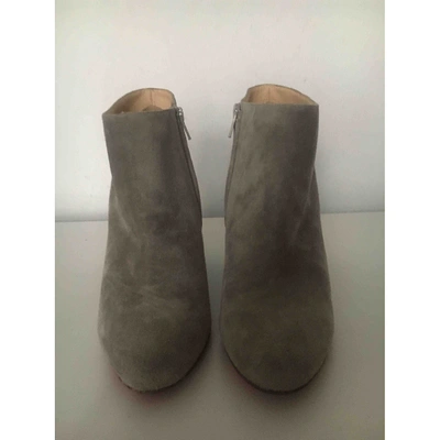 Pre-owned Christian Louboutin Grey Suede Ankle Boots