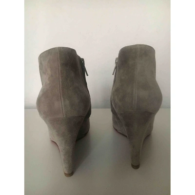 Pre-owned Christian Louboutin Grey Suede Ankle Boots