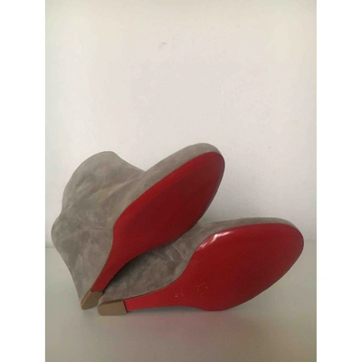 Pre-owned Christian Louboutin Grey Suede Ankle Boots