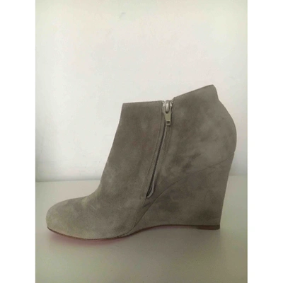 Pre-owned Christian Louboutin Grey Suede Ankle Boots