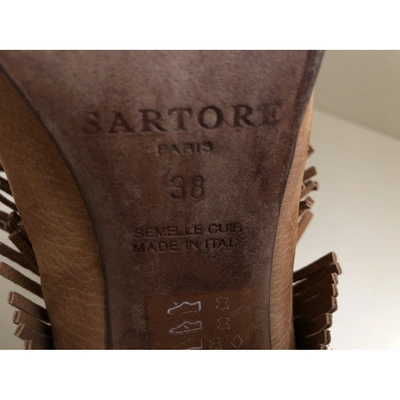 Pre-owned Sartore Leather Ankle Boots In Camel