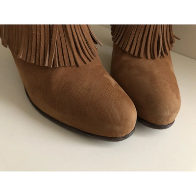 Pre-owned Sartore Leather Ankle Boots In Camel