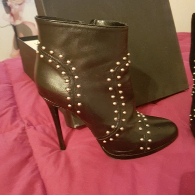 Pre-owned Pinko Black Leather Ankle Boots