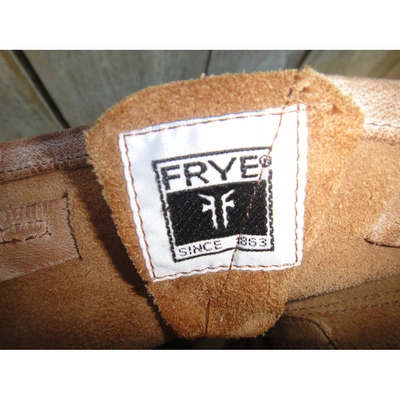 Pre-owned Frye Leather Buckled Boots In Beige