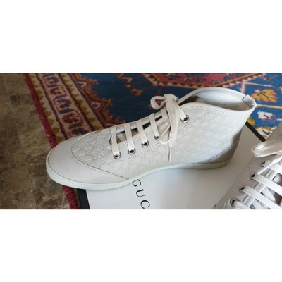 Pre-owned Gucci Dapper Dan Beige Leather Trainers