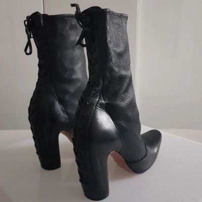 Pre-owned Alaïa Black Leather Ankle Boots