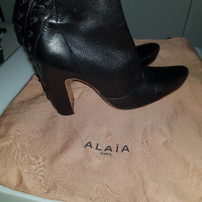 Pre-owned Alaïa Black Leather Ankle Boots