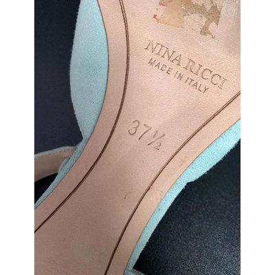 Pre-owned Nina Ricci Turquoise Suede Heels