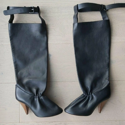 Pre-owned Celine Soft Ballerina Black Leather Boots