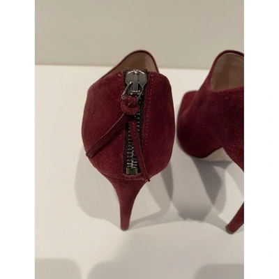 Pre-owned Miu Miu Ankle Boots In Burgundy