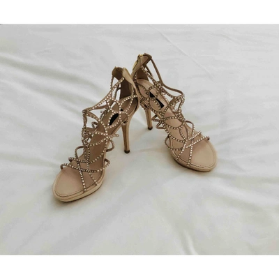 Pre-owned Louis Vuitton Glitter Sandal In Beige