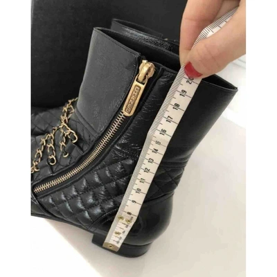 Pre-owned Chanel Leather Ankle Boots In Black