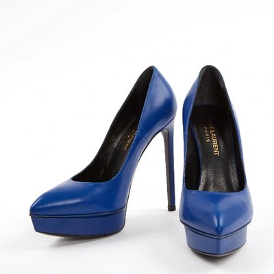 Pre-owned Saint Laurent Janis Blue Leather Heels