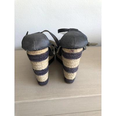 Pre-owned Balenciaga Leather Espadrilles In Blue