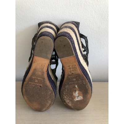 Pre-owned Balenciaga Leather Espadrilles In Blue