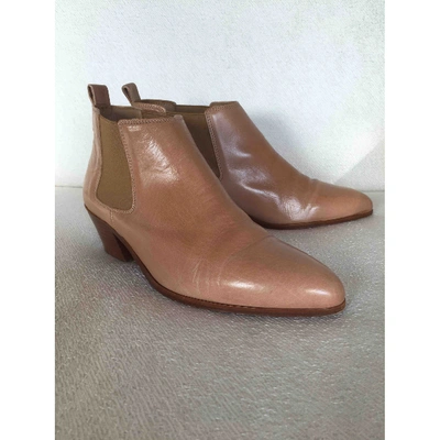 Pre-owned Closed Beige Leather Ankle Boots