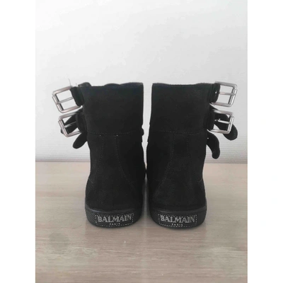 Pre-owned Balmain Black Suede Trainers