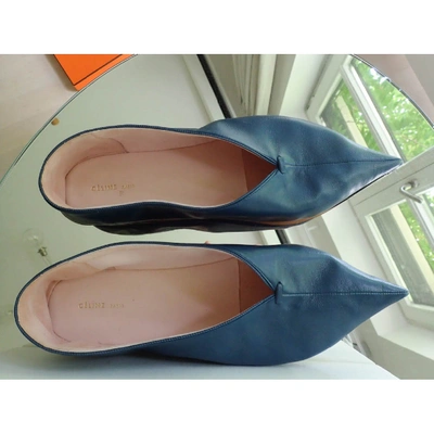 Pre-owned Celine Leather Ballet Flats In Turquoise