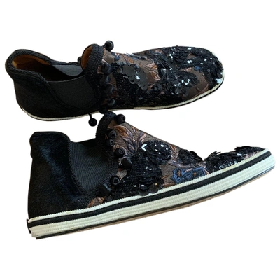 Pre-owned Marc Jacobs Glitter Trainers In Black