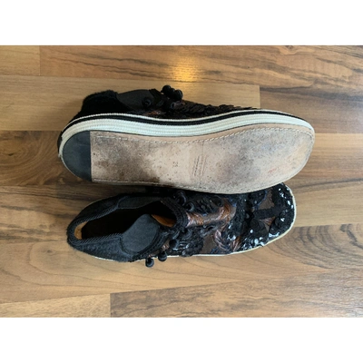 Pre-owned Marc Jacobs Glitter Trainers In Black