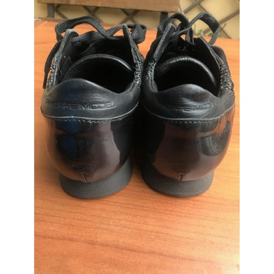 Pre-owned Philippe Model Patent Leather Trainers In Black