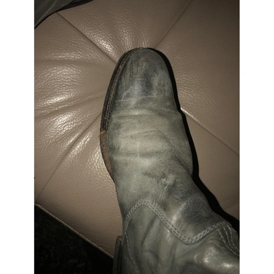 Pre-owned Zadig & Voltaire Leather Biker Boots In Grey
