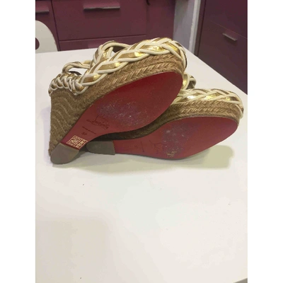 Pre-owned Christian Louboutin Cataclou Gold Leather Espadrilles