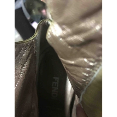 Pre-owned Fendi Leather Ankle Boots In Gold