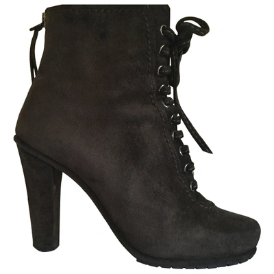 Pre-owned Miu Miu Lace Up Boots In Anthracite