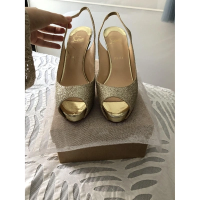 Pre-owned Christian Louboutin Private Number Gold Glitter Heels