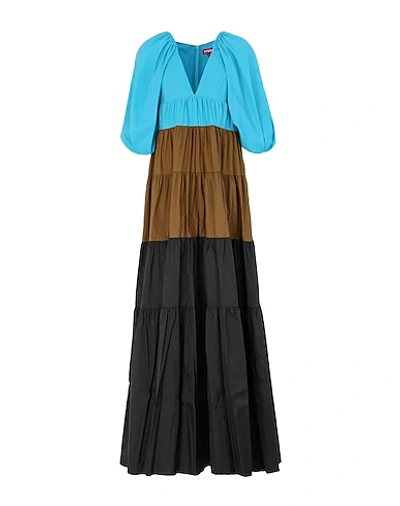 Shop Staud Long Dresses In Turquoise