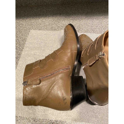 Pre-owned Chloé Susanna Leather Cowboy Boots In Brown