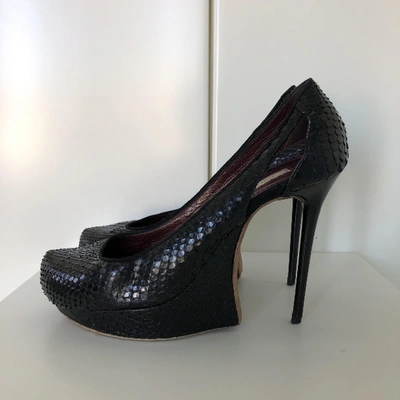 Pre-owned Nina Ricci Black Water Snake Heels