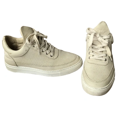 Pre-owned Filling Pieces Leather Trainers In Beige