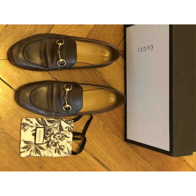 Pre-owned Gucci Brixton Brown Leather Flats