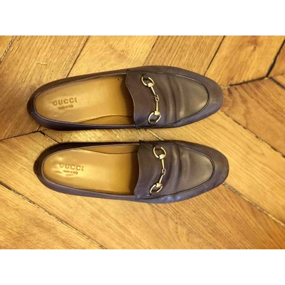 Pre-owned Gucci Brixton Brown Leather Flats