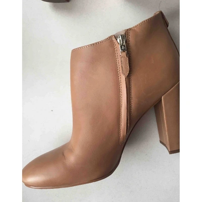 Pre-owned Sam Edelman Leather Ankle Boots In Beige