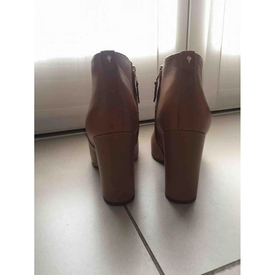 Pre-owned Sam Edelman Leather Ankle Boots In Beige