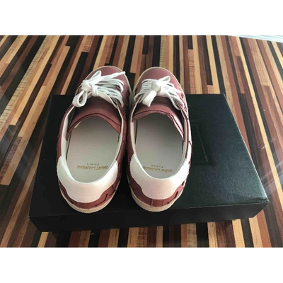 Pre-owned Saint Laurent Court Leather Trainers In Burgundy