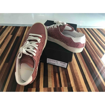Pre-owned Saint Laurent Court Leather Trainers In Burgundy