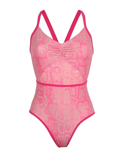 Adidas By Stella Mccartney Snakeskin-print Ruched Swimsuit In Pink |  ModeSens