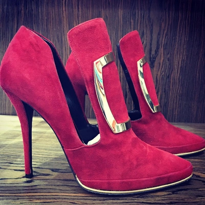 Pre-owned Balmain Red Suede Ankle Boots